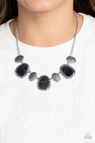 Badlands Border - Black and Silver Necklace- Paparazzi Accessories