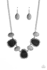 Badlands Border - Black and Silver Necklace- Paparazzi Accessories