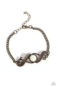Eye in the Sky - White and Brass Bracelet- Paparazzi Accessories