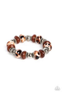 Warped Wayfarer - Brown and Silver Bracelet- Paparazzi Accessories