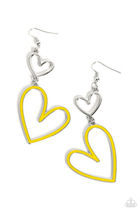 Pristine Pizzazz - Yellow and Silver Earrings- Paparazzi Accessories