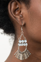 Load image into Gallery viewer, A FLARE For Fierceness- White and Silver Earrings- Paparazzi Accessories