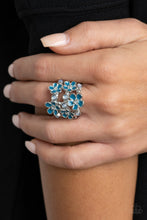 Load image into Gallery viewer, Blooming Banquet- Blue and Silver Ring- Paparazzi Accessories