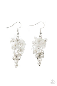 Bountiful Bouquets- White and Silver Earrings- Paparazzi Accessories