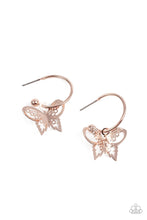 Load image into Gallery viewer, Butterfly Freestyle- Rose Gold Earrings- Paparazzi Accessories