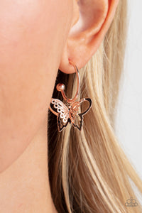Butterfly Freestyle- Rose Gold Earrings- Paparazzi Accessories
