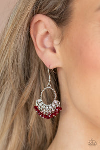 Charmingly Cabaret- Red and Silver Earrings- Paparazzi Accessories