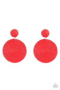 Circulate The Room- Red and Silver Earrings- Paparazzi Accessories