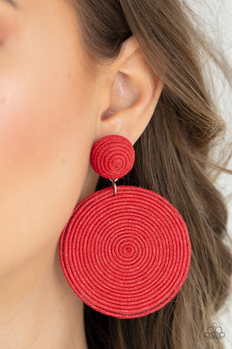 Circulate The Room- Red and Silver Earrings- Paparazzi Accessories