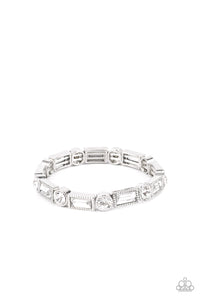 Classic Couture- White and Silver Bracelet- Paparazzi Accessories