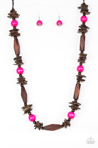 Cozumel Coast- Pink and Brown Necklace- Paparazzi Accessories