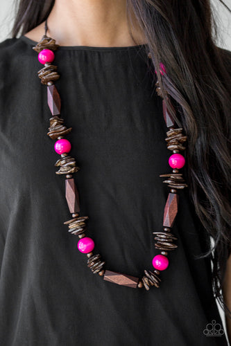 Cozumel Coast- Pink and Brown Necklace- Paparazzi Accessories