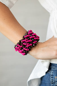 Cozy In Cozumel- Pink and Brown Bracelet- Paparazzi Accessories