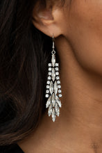 Load image into Gallery viewer, Crown Heiress- White and Silver Earrings- Paparazzi Accessories