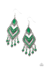 Load image into Gallery viewer, Dearly Debonair- Green and Silver Earrings- Paparazzi Accessories