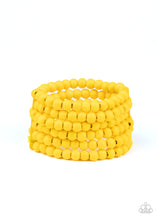 Load image into Gallery viewer, Diving In Maldives- Yellow Wooden Bracelet- Paparazzi Accessories