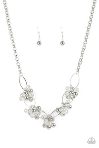 Effervescent Ensemble- White and Silver Necklace- Paparazzi Accessories
