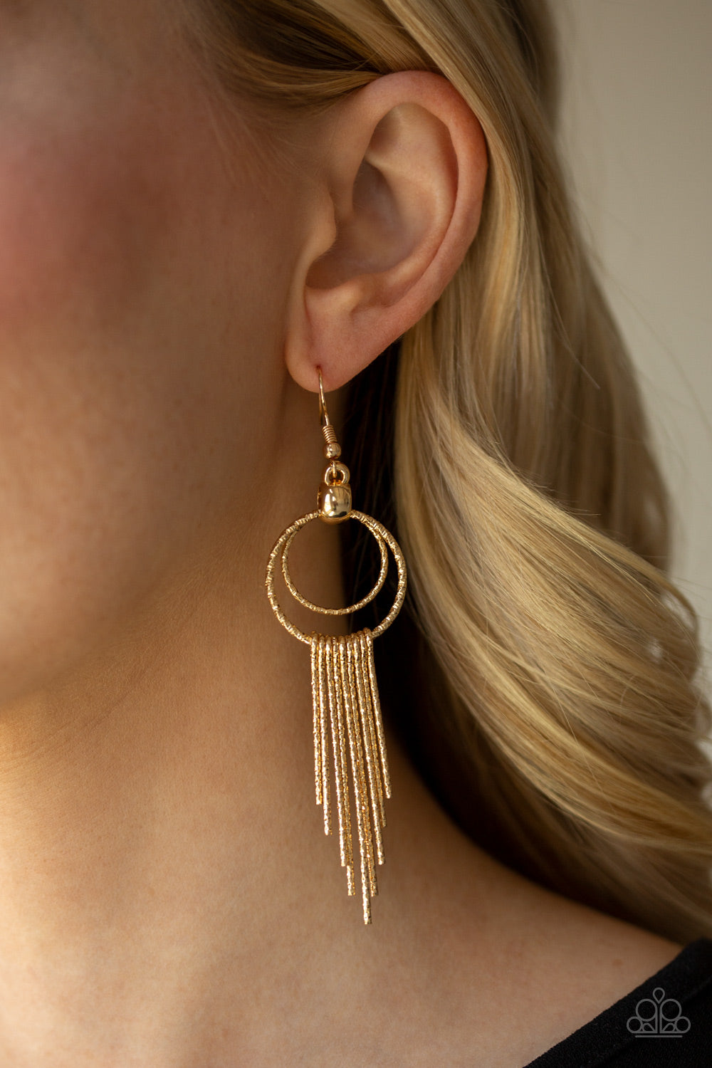 Eye-Catching Edge- Gold Earrings- Paparazzi Accessories