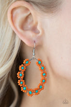 Load image into Gallery viewer, Festively Flower Child- Orange and Blue Earrings- Paparazzi Accessories