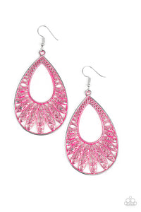 Flamingo Flamenco- Pink and Silver Earrings- Paparazzi Accessories
