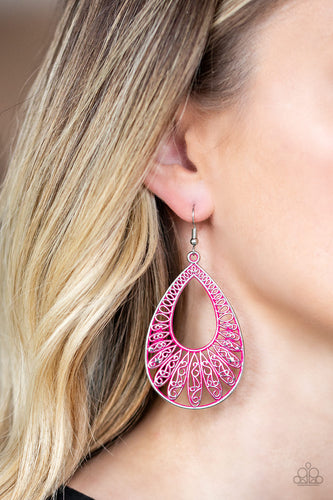 Flamingo Flamenco- Pink and Silver Earrings- Paparazzi Accessories