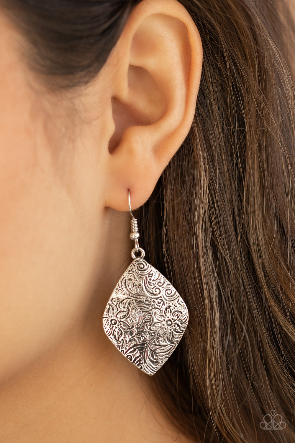 Flauntable Florals- Silver Earrings- Paparazzi Accessories