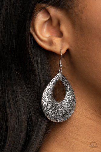 Flirtatiously Flourishing- Silver Earrings- Paparazzi Accessories
