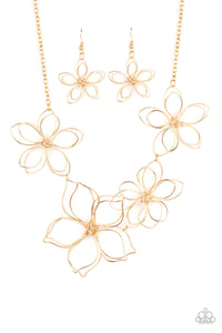Flower Garden Fashionista- Gold Necklace- Paparazzi Accessories