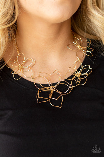 Flower Garden Fashionista- Gold Necklace- Paparazzi Accessories