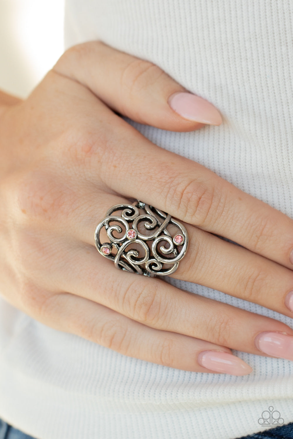 FRILL Out!- Pink and Silver Ring- Paparazzi Accessories