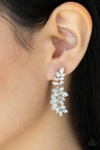 Load image into Gallery viewer, Frond Fairytale- White and Silver Earrings- Paparazzi Accessories