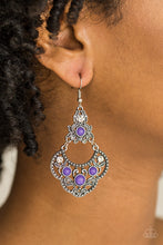 Load image into Gallery viewer, Garden State Glow- Purple and Silver Earrings- Paparazzi Accessories
