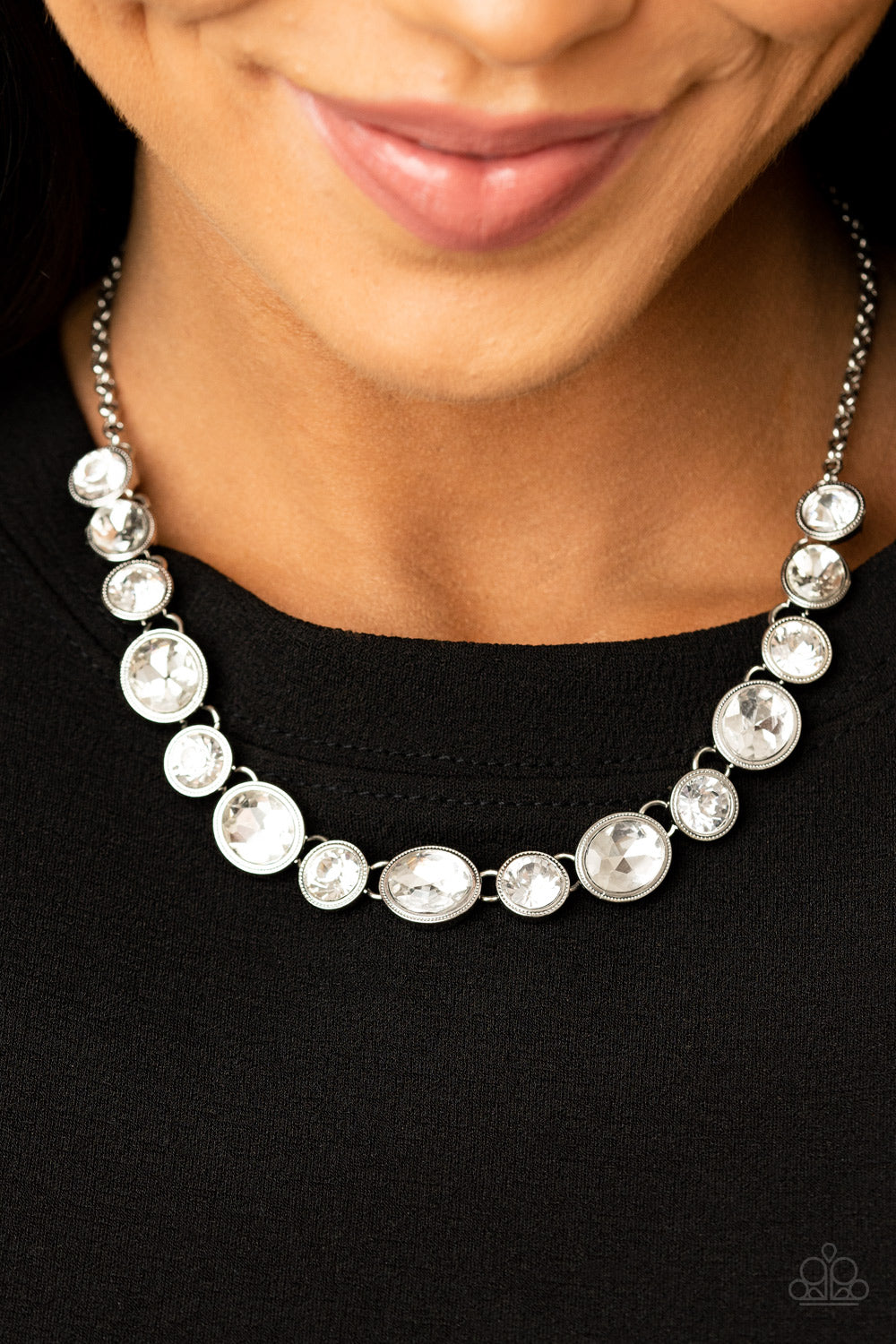 Girls Gotta Glow- White and Silver Necklace- Paparazzi Accessories