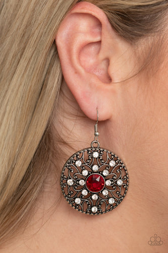 GLOW Your True Colors- Red and Silver Earrings- Paparazzi Accessories