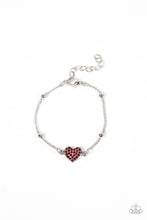 Load image into Gallery viewer, Heartachingly Adorable- Red and Silver Bracelet- Paparazzi Accessories