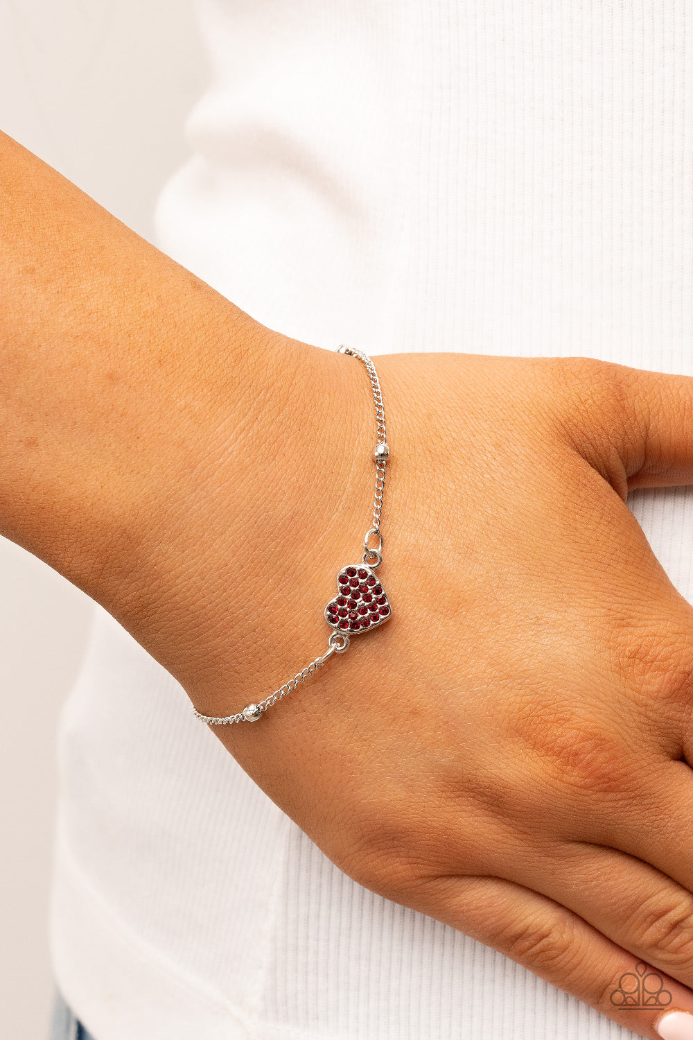 Heartachingly Adorable- Red and Silver Bracelet- Paparazzi Accessories