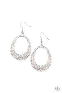 Life GLOWS On- White and Silver Earrings- Paparazzi Accessories
