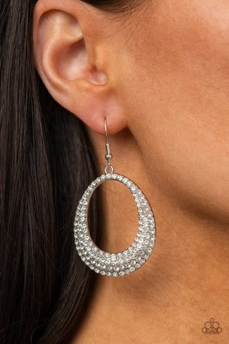 Life GLOWS On- White and Silver Earrings- Paparazzi Accessories