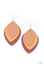 Load image into Gallery viewer, Light As LEATHER- Red and Brown Leather Earrings- Paparazzi Accessories