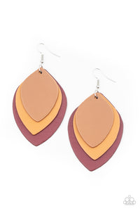 Light As LEATHER- Red and Brown Leather Earrings- Paparazzi Accessories
