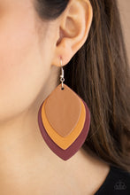 Load image into Gallery viewer, Light As A LEATHER- Red and Brown Leather Earrings- Paparazzi Accessories