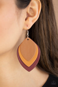 Light As A LEATHER- Red and Brown Leather Earrings- Paparazzi Accessories