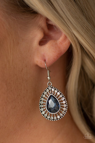 Limo Service- Blue and Silver Earrings- Paparazzi Accessories