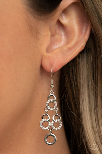 Luminously Linked- White and Silver Earrings- Paparazzi Accessories