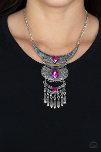 Lunar Enchantment- Pink and Silver Necklace- Paparazzi Accessories