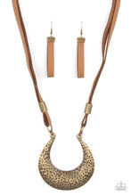 Load image into Gallery viewer, Majorly Moonstruck- Brass and Brown Necklace- Paparazzi Accessories