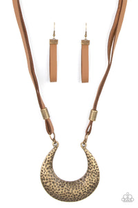 Majorly Moonstruck- Brass and Brown Necklace- Paparazzi Accessories
