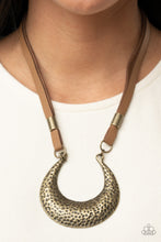 Load image into Gallery viewer, Majorly Moonstruck- Brass and Brown Necklace- Paparazzi Accessories
