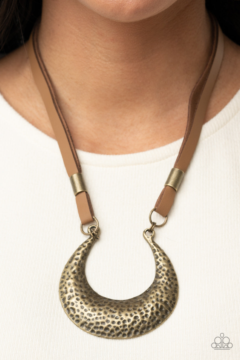 Majorly Moonstruck- Brass and Brown Necklace- Paparazzi Accessories