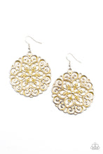 Load image into Gallery viewer, MANDALA Effect- Yellow and Silver Earrings- Paparazzi Accessories